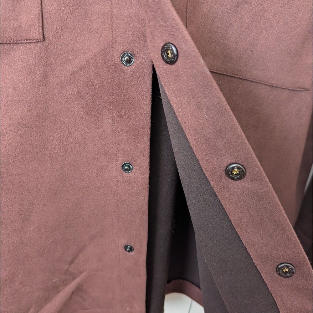Forever 21 Men's Chocolate Brown Snap Button Faux Suede Men's Jacket Large - Picture 3 of 7